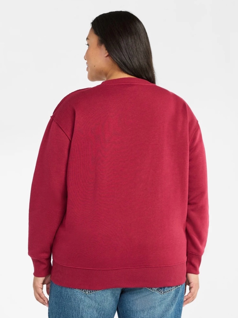 Terra & Sky Women’s Rolling Stones Crewneck Sweatshirt in Color Sparkling Merlot - Picture 5 of 5